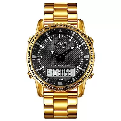 £29.99 • Buy Skmei Large Dual Time Digital Analogue Watch Stopwatch Alarm Metal Strap Colours