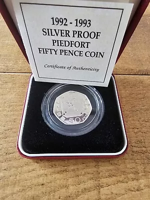 1992-1993 Dual Date Silver Proof Piedfort Fifty Pence Coin • £75