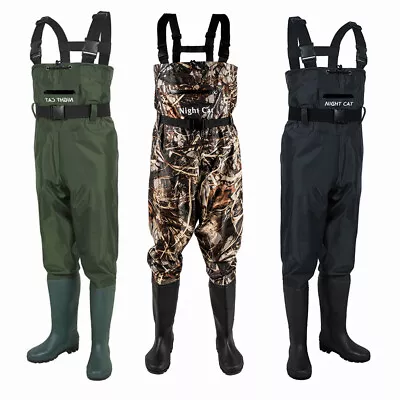 Night Cat Insulated Hunting Wader Rubber Bootfoot Nylon Chest Fishing Wader 2024 • $66.23