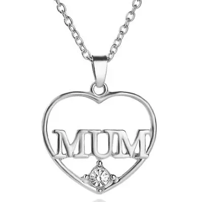 I Love You Mum Heart Necklace Charm Mother Pendant Chain Gift Family Mom Jewelry • £2.39