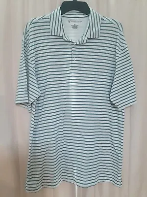 Oxford Golf Mens Size XL Super Dry Coolmax White Green Striped Golf Polo Shirt • $14.88