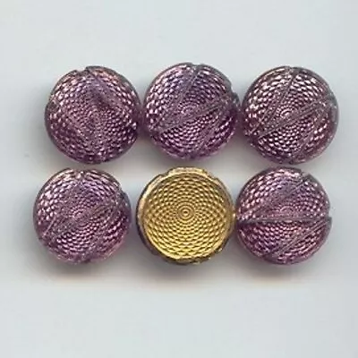 24 VINTAGE GLASS AMETHYST 12mm. ROUND DECO Z CABOCHON CAMEO PLAQUE TILES 6963 • $2.24