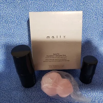 Mally Quick Fix Foundation & Concealer Stick Fair Home & Away Kit W Applicator • $7.65