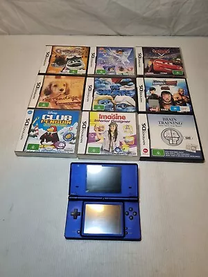 Nintendo DSi Console Deep Blue Bundle - Tested - 9 GAMES *** NO CHARGER ** • $90