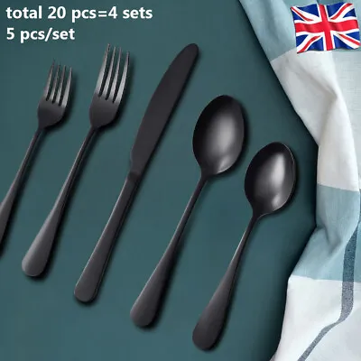 £16.99 • Buy 20pcs Stainless Steel Cutlery Set Fork Spoons Family Dining Tableware Frosted UK