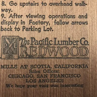 Vintage Pacific Lumber Company Redwood Wood Wooden Directions California • $10.04