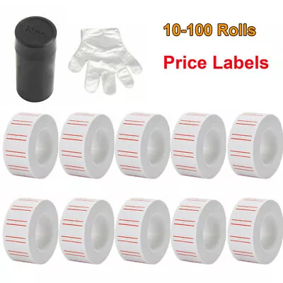 600/Roll Price Gun Sticker Refill MX 5500 Paper White Red Line Labels+ Free Ink • $8.75