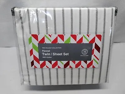 Martha Stewart Collection Simple Stripe Printed Cotton Flannel 4-Pc Sheet Set • $54.99