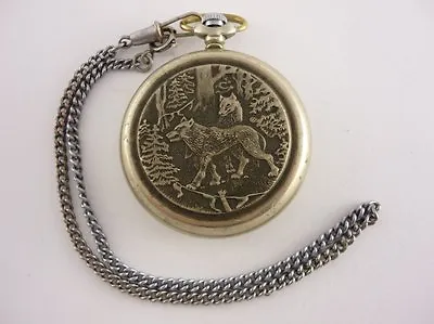 MOLNIA WITH WOLVES Vintage Russian Pocket Watch 1970's • $130