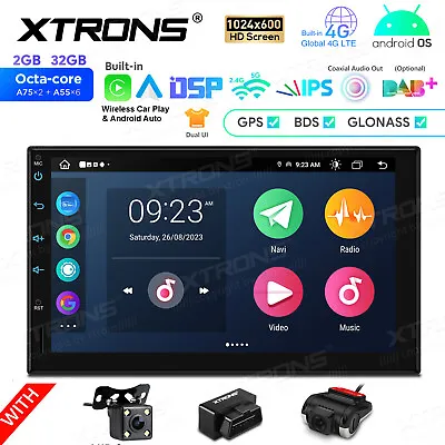 Double 2 DIN 4G LTE CarPlay Android 13 8-Core Car GPS Stereo Radio +CAM+DVR+OBD • $209.99