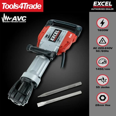 £169 • Buy Excel 240V Electric Demolition Jack Hammer Drill Concrete Breaker Chisel 1600W