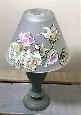 Frosted Hand Painted Floral Votive Candle Holder Fairy Lamp • £9.50