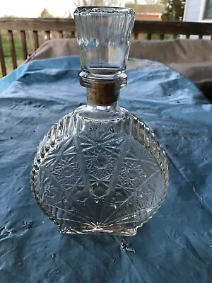 Liquor Whiskey Decanter Vintage Glass Crystal Bottle Wine Stopper Bar Scotch Rum • $20