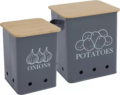 Potato Onion Storage Bin Kitchen Storage Canister Set Of 2 Kitchen Pantry Orga • $46.05