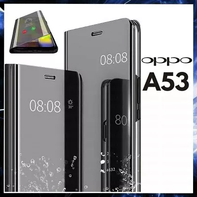 For OPPO A53 CLEAR VIEW FLIP CASE SMART BOOK MIRROR LUXURY STAND COVER A 53 • $15.29