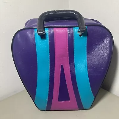 Brunswick Vintage Bowling Ball Bag Purple Aqua Pink USA Pre Owned Nice Condition • $29