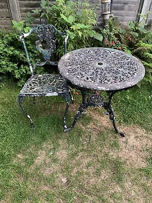 £65 • Buy Cast Aluminium Table And Chair Garden Patio Project Metal