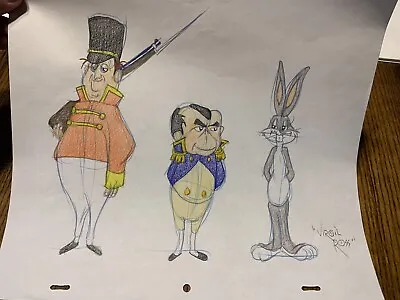 Virgil Ross Sketch - Bugs Bunny With Soldiers RARE Signed 12.5x10.5” • $268.84