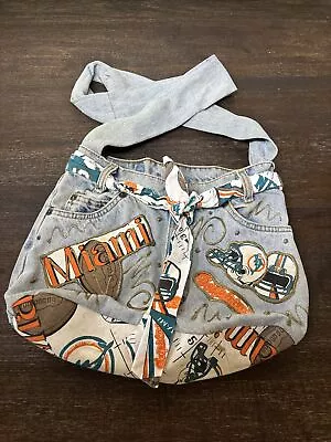 Vintage Custom Handmade Miami Dolphins Levi's Jeans Denim Hand Bag Tote Purse • $24.99