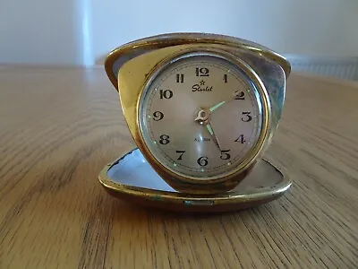 Vintage Japanese  Starlet   Travel Alarm Clock In Brown Case • £7