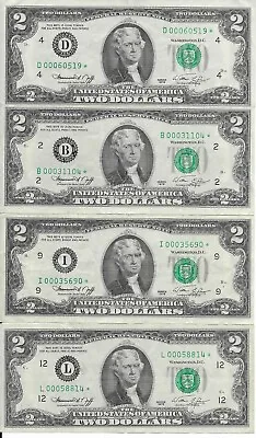 ( 4 ) 1976 Two Dollar Star Note's Mixed District's Nice Matching #s • $68.65