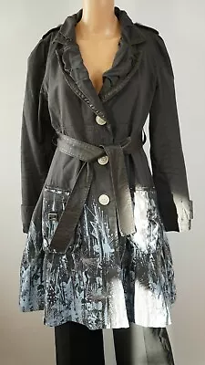 Chilli Pepper London Women`s Grey Decorated Coat Size-S Used 100% Cotton Fashion • £60