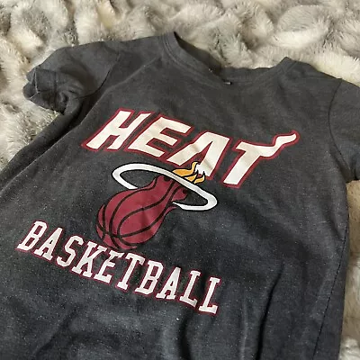 MIAMI HEAT NBA Basketball Unisex Dark Gray T-Shirt Youth Medium 5-6 • $10