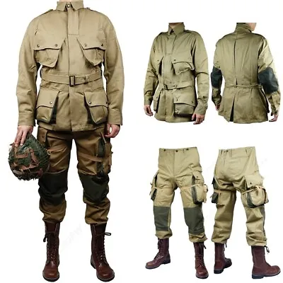 US M42 Paratrooper Uniform Cosplay Men's Vintage Military Tactical Jacket Pants • $97.24