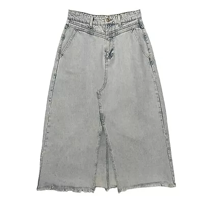 Zara Women's Denim Split Front Midi Skirt Size Medium Light Wash • $24.95