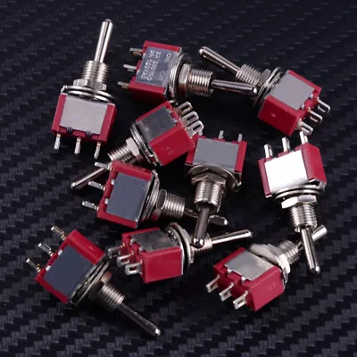 10pcs Red 3 Pin 3 Position (ON)-OFF-(ON) SPDT Micro Mini Momentary Toggle Switch • $10.99