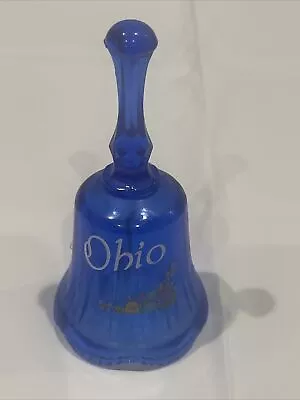 Vintage Blue Glass Bell Ohio Souvenir With Flowers • $0.99