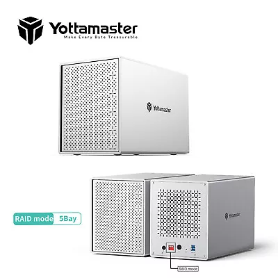 Yottamaster 5 Bay RAID USB3.1 Type C Hard Drive Enclosure 3.5  2.5  SATA HDD SSD • $169.19