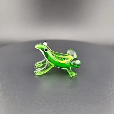Miniature Hand Blown Art Glass Frog Figurine TINY Hand Made 1.5  Long • $9.97