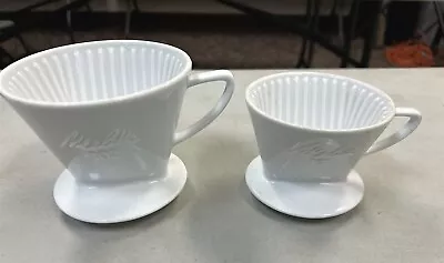 2 Melitta Porcelain Pour-Over Coffee Filters 101 & 102 White • $22.95