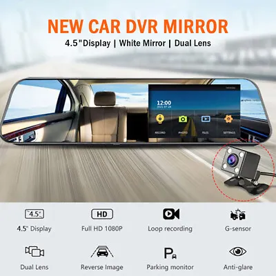 $46.88 • Buy 1080P Car DVR Rearview Mirror Touch Dash Cam Driving Recorder With Rear Camera