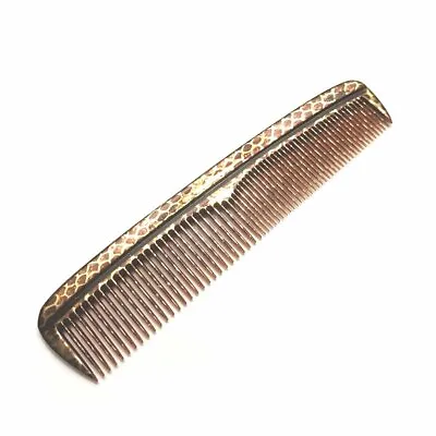 French Double Headed Thin Hair Comb Gold Color Snake Animal Print Made In France • $17.99