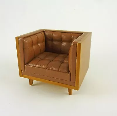  Dollhouse Miniature Modern Sectional Chair In Brown Leather J09074AL • $73.99