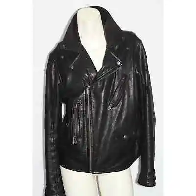 YIGAL AZROUEL Mens Black Leather Zipper Motorcycle Jacket Size L • $439.99
