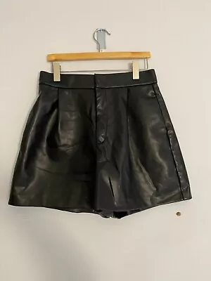 Zara Shorts Faux Leather Pleather Pull On Pants Size L Large Pockets Black • $20