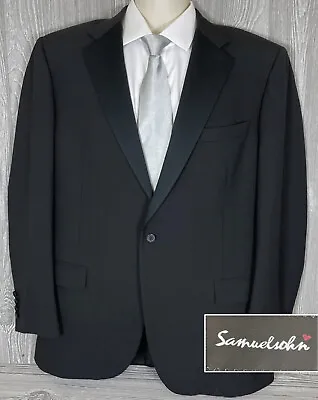 Samuelsohn Mens Navy Tuxedo Jacket Super 100’s Wool 44 Long (t1) • $50