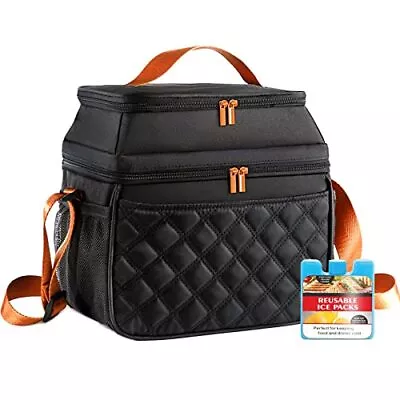 Large Lunch Bag For Women Men Double Deck Lunch Box With Ice Pack Insulated Lu • $14.16
