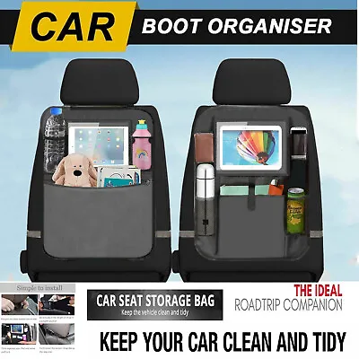 £9.99 • Buy 2x Car Back Seat Organiser Ipad Tablet Holder Storage Kick Mats Tidy Bag Pocket