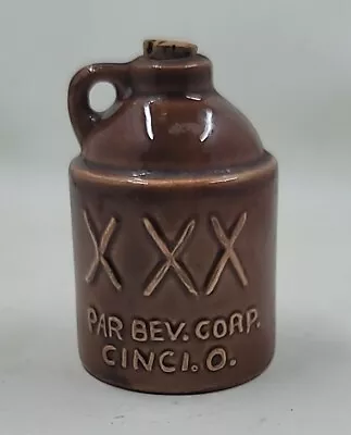 Mini Ceramic Whiskey Jug  - XXX PAR BEV. CORP. CINCI. O. - Crock • $12