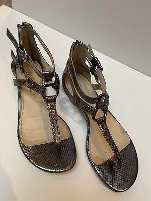 Enzo Angiolini Gladiator Silver/Bronze Synthetic Women Sandals Size 6.5 Medium • $12