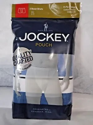 Jockey Mens Pouch 2 Boxer Briefs H Fly Design Blue Mix 1146 Classic Fit XL 40-42 • $20.23