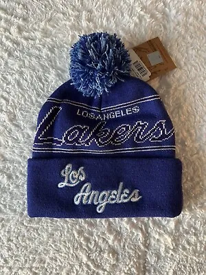 Los Angeles Lakers NBA Mitchell & Ness NWT Purple Script Pom Knit Hat Beanie Cap • $25.95