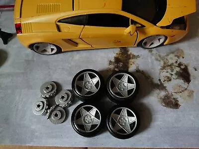 1/24 3sdm 005 Wheels Tires & Brake Discs For Diorama Or Diecast UNPAINTED • £8