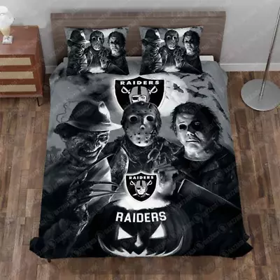 Michael Myers Las Vegas Raiders Halloween Horror Bedding Duvet Cover Set (4pcs) • $59.99