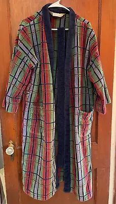 Vintage Heavy Terry Cloth Plaid Bath Robe Ash Creek Trading One Size Fits All • $39.99