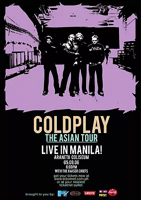 0645 Vintage Music Poster Art - Coldplay Asian Tour • £6.99